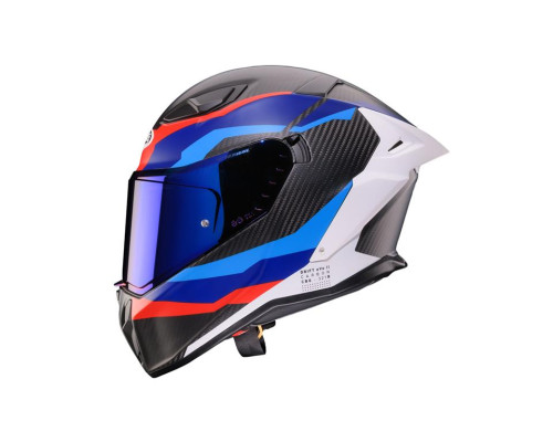 Шолом повного захисту CABERG 2026 з козирком, модель DRIFT EVO II CARBON MSPORT, колір чорний/синій/червоний, матовий, розмір S
