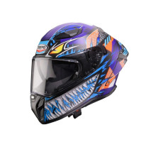 Шолом повного захисту CABERG 2026 з козирком, модель DRIFT EVO II, колір NOBO, матовий, чорний/флюоресцентний, червоний/синій, розмір M