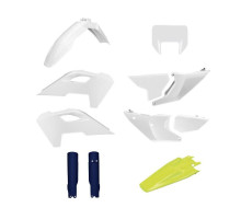ПЛАСТИКОВИЙ КОМПЛЕКТ POLISPORT (ПОВНИЙ) HUSQVARNA TE/FE TPI '24-'25 ВКЛЮЧАЄ ЗАХИСТ ФАРИ ТА ЗАХИСТ АМОРТИЗАТОРІВ. КОЛІР: БІЛИЙ, СИНІЙ (оригінальний), '24