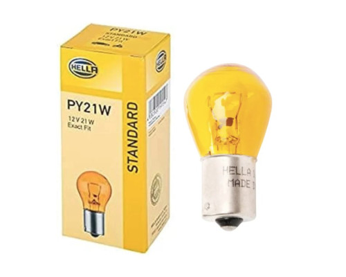 ЛАМПОЧКА HELLA 21W 12V BAU15S PY21W (ПОМАРАНЧЕВА) - ПОМАРАНЧЕВИЙ ПОВОРОЖНИК, 1 ШТ.