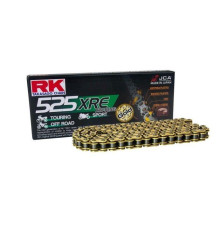 ПРИВОДНИЙ ЛАНЦЮГ RK GB525XRE-122 (XW-RING) З НАКОНЕЧНИКОМ (CLF) ЗОЛОТОГО КОЛІРУ (МІСТКІСТЬ: ДО 1000 CCM) (42 KN)