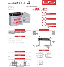 АКУМУЛЯТОР BS 2025/12 BB7L-B (YB7L-B) (12N7-3B) (YB7L-B2) 12V 8,4AH 135X75X133 ОБСЛУГОВУВАЛЬНИЙ - ЕЛЕКТРОЛІТ ОКРЕМО (85A) (6) UE2019/1148 - ЗАМІНЮЄ 310594