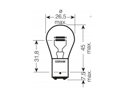 Лампочка OSRAM 12V P21/4W BAZ15D 1 шт. (БІЛЕ СКЛО)