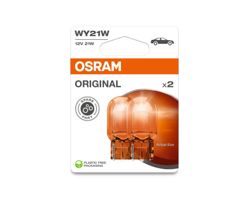 Лампочка OSRAM WY21W 12V 21W WX3X16D (помаранчева, повністю скляна) БЛІСТЕР - 2 ШТУКИ