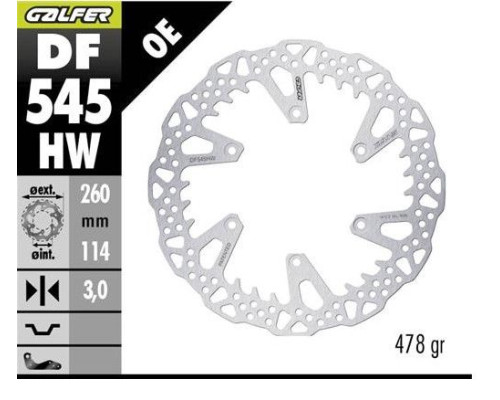 ПЕРЕДНІЙ ГАЛЬМІЙНИЙ ДИСК GALFER DUCATI DESMO 450MX '24-'26 (260x114x3 мм) SHARK ENDURO MX