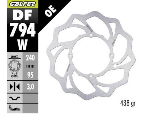 ПЕРЕДНІЙ ГАЛЬМІЙНИЙ ДИСК GALFER KTM SX 85 '21-; HUSQVARNA TC 85 '21-; GAS GAS MC 85 '21- (240X95X3 ММ) WAWE
