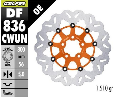 ЗАДНІЙ ГАЛЬМУДНИЙ ДИСК GALFER ДЛЯ HARLEY-DAVIDSON (300X56X5) ПЛАВАЮЧИЙ ПОМАРАНЧЕВИЙ