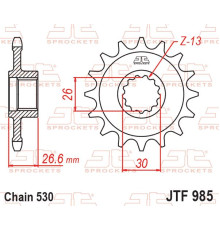 ПЕРЕДНЯ ЗІРКА JT 985 19 HARLEY DAVIDSON RA 1250 PAN AMERICA / S / ST '21-'25 (JTF985.19) (ЛАНЦЮГ 530)