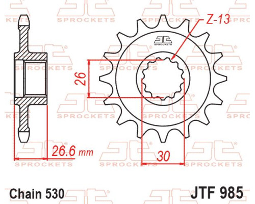 ПЕРЕДНЯ ЗІРКА JT 985 19 HARLEY DAVIDSON RA 1250 PAN AMERICA / S / ST '21-'25 (JTF985.19) (ЛАНЦЮГ 530)