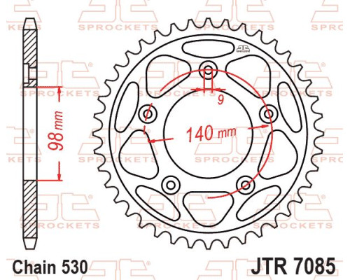 ЗАДНЯ ЗІРКА JT 4777 48 HARLEY DAVIDSON RA 1250 PAN AMERICA / S / ST '21-'25 (JTR7085.48) (ЛАНЦЮГ 530)