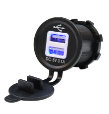 РОЗЕТКА ДЛЯ МОТОЦИКЛА BIKETEC PRO 2X USB ТИПУ A (EL)