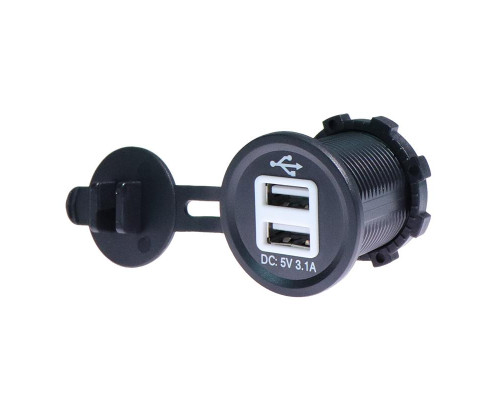РОЗЕТКА ДЛЯ МОТОЦИКЛА BIKETEC PRO 2X USB ТИПУ A (EL)