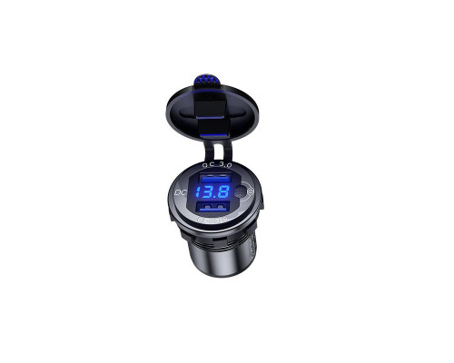РОЗЕТКА ДЛЯ МОТОЦИКЛА BIKETEC PRO 2X USB-A 3.0 QC З ВОЛЬТМЕТРОМ (EL)