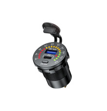 Розетка для мотоцикла BIKETEC PRO USB 3.0 QC USB-C/USB-A з вольтметром (EL)