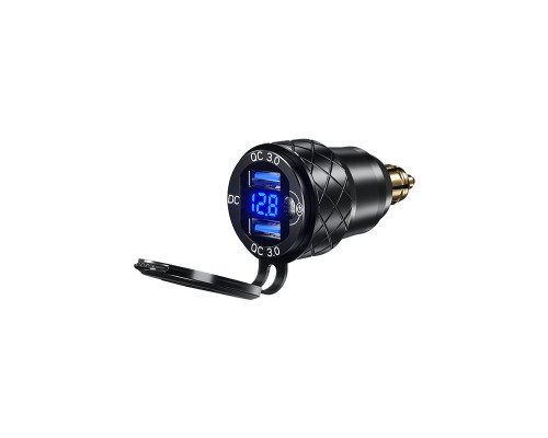 Роз'єм DIN для мотоцикла BIKETEC PRO 2X USB-A 3.0 з вольтметром BMW / TRIUMPH (EL)