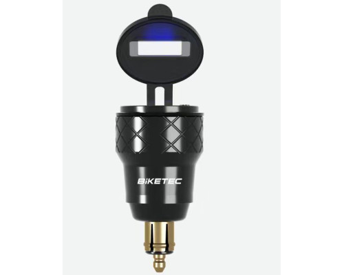 Роз'єм DIN для мотоцикла BIKETEC PRO 2X USB-A 3.0 з вольтметром BMW / TRIUMPH (EL)