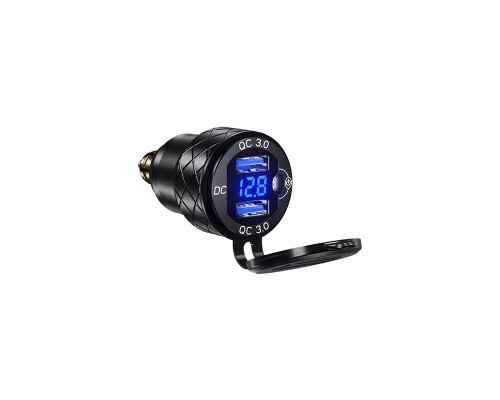 Роз'єм DIN для мотоцикла BIKETEC PRO 2X USB-A 3.0 з вольтметром BMW / TRIUMPH (EL)