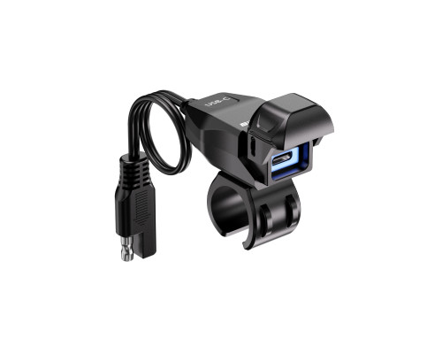 Роз'єм USB-C для мотоцикла BIKETEC PRO для кріплення на кермо (роз'єм SAE) (EL)
