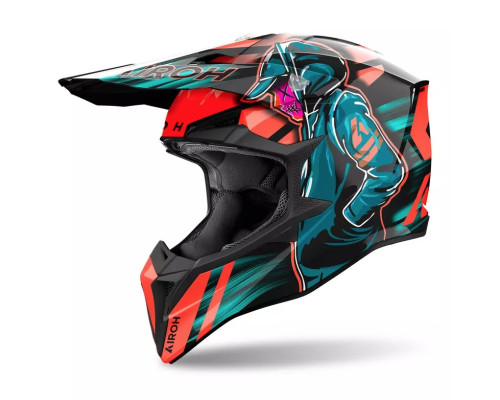 Шолом AIROH CROSS / ENDURO / ATV / QUAD, обгортання, кібер-колір, флуоресцентний жовтий/матовий зелений, розмір M