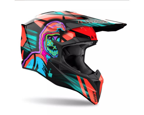 Шолом AIROH CROSS / ENDURO / ATV / QUAD, обгортання, кібер-колір, флуоресцентний жовтий/матовий зелений, розмір S