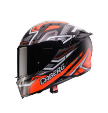 Шолом CABERG Full Face з козирком, модель AVALON X BRAMA, матовий чорний/флуоресцентний червоний/сірий колір, розмір XS