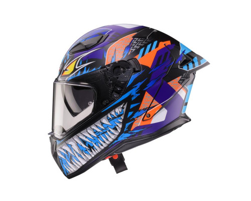 Шолом CABERG Full Face з козирком, модель DRIFT EVO II, NOBO, матовий, чорний/флюоресцентний, червоний/синій, розмір XS