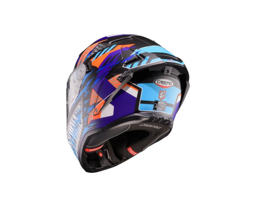 Шолом CABERG Full Face з козирком, модель DRIFT EVO II, NOBO, матовий, чорний/флюоресцентний, червоний/синій, розмір XXL