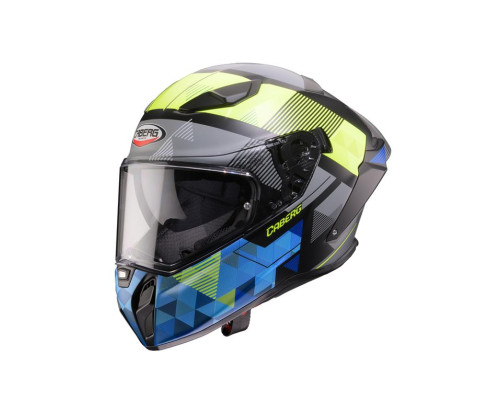 Шолом CABERG Full Face з козирком, модель DRIFT EVO II PRISM, колір чорний/жовтий флуоресцентний/синій матовий, розмір L