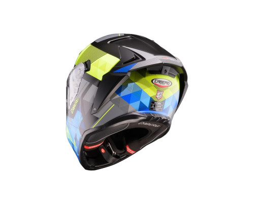 Шолом CABERG Full Face з козирком, модель DRIFT EVO II PRISM, колір чорний/жовтий флуоресцентний/синій матовий, розмір L