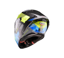 Шолом CABERG Full Face з козирком, модель DRIFT EVO II PRISM, колір чорний/жовтий флуоресцентний/синій матовий, розмір S
