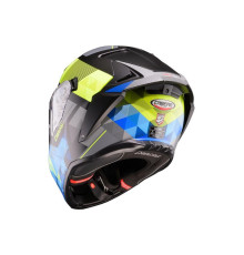 Шолом CABERG Full Face з козирком, модель DRIFT EVO II PRISM, колір чорний/жовтий флуоресцентний/синій матовий, розмір S