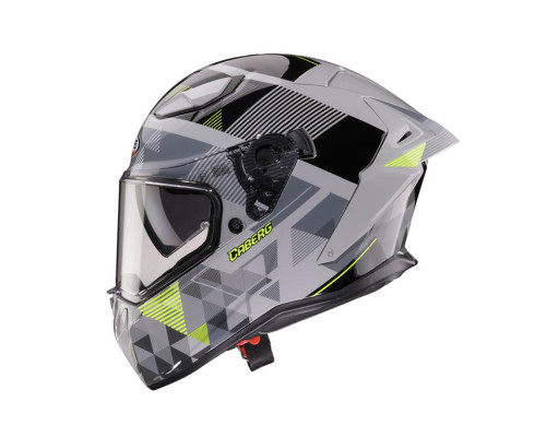 Шолом CABERG Full Face з козирком, модель DRIFT EVO II PRISM, колір: сірий/чорний/жовтий, флуоресцентний, матовий, розмір M