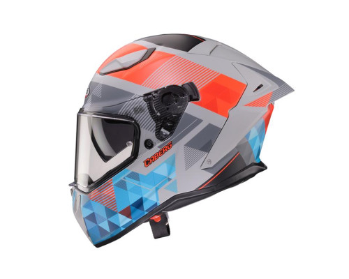 Шолом CABERG Full Face з козирком, модель DRIFT EVO II PRISM, колір сірий/червоний флуоресцентний/синій матовий, розмір L