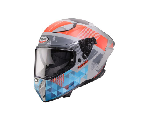 Шолом CABERG Full Face з козирком, модель DRIFT EVO II PRISM, колір сірий/червоний флуоресцентний/синій матовий, розмір L