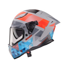 Шолом CABERG Full Face з козирком, модель DRIFT EVO II PRISM, колір сірий/червоний флуоресцентний/синій матовий, розмір S