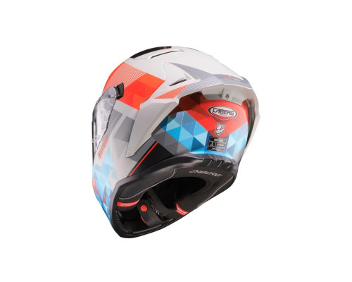 Шолом CABERG Full Face з козирком, модель DRIFT EVO II PRISM, колір сірий/червоний флуоресцентний/синій матовий, розмір S