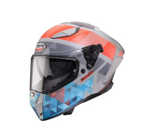 Шолом CABERG Full Face з козирком, модель DRIFT EVO II PRISM, колір сірий/червоний флуоресцентний/синій матовий, розмір XL