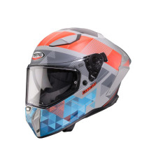 Шолом CABERG Full Face з козирком, модель DRIFT EVO II PRISM, колір сірий/червоний флуоресцентний/синій матовий, розмір XL