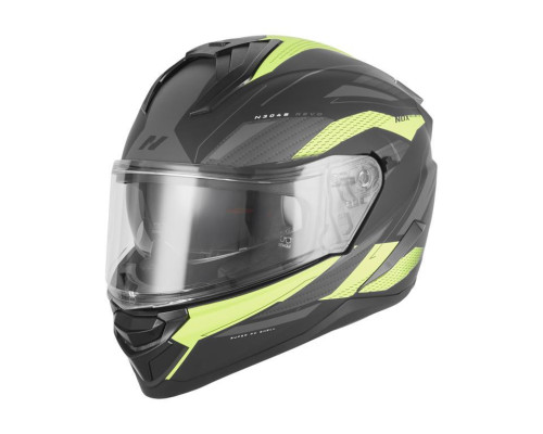 Шолом NOX Full Face з козирком N304S Revo, колір флуоресцентний, жовтий, матовий/чорний, розмір L