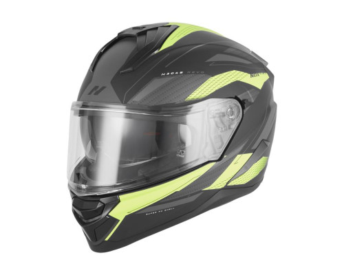 Шолом NOX Full Face з козирком N304S Revo, колір флуоресцентний, жовтий, матовий/чорний, розмір XL