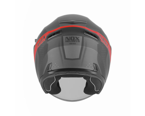 Шолом NOX Full Face з козирком N402 Mentor, колір чорний/червоний, розмір L