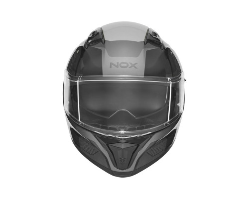 Шолом NOX Full Face з козирком N402 Mentor, колір чорний/сірий, розмір L