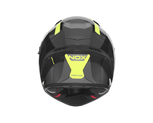 Шолом NOX Full Face з козирком N402 Mentor, колір чорний/флюоресцентний жовтий, розмір M