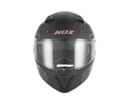 Шолом NOX Full Face з козирком N402, весняний колір, матовий чорний/рожевий, розмір S