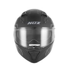 Шолом NOX Full Face з козирком N402, весняний, матовий, чорний/сріблястий, розмір M
