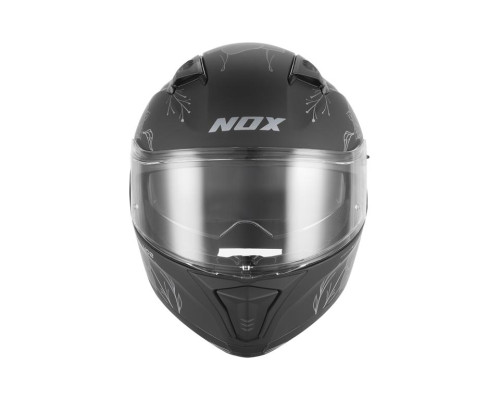 Шолом NOX Full Face з козирком N402, весняний, матовий, чорний/сріблястий, розмір XS
