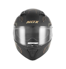 Шолом NOX Full Face з козирком N402, весняний, матовий чорний/золотий, розмір S