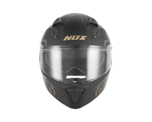Шолом NOX Full Face з козирком N402, весняний, матовий чорний/золотий, розмір S