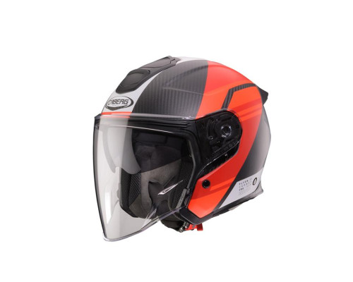 Шолом Caberg Jet Flyon II Carbon Addict з відкритим лезом, матовий чорний/червоний, розмір L