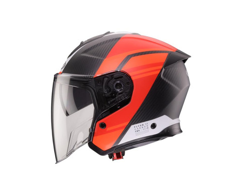 Шолом Caberg Jet Flyon II Carbon Addict з відкритим лезом, матовий чорний/червоний, розмір M